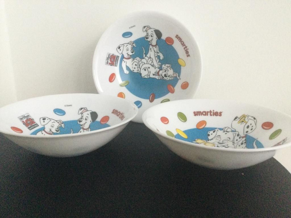 Vintage: 3 borden/schalen 101 Dalmatiërs/Smarties, Verzamelen, Ophalen