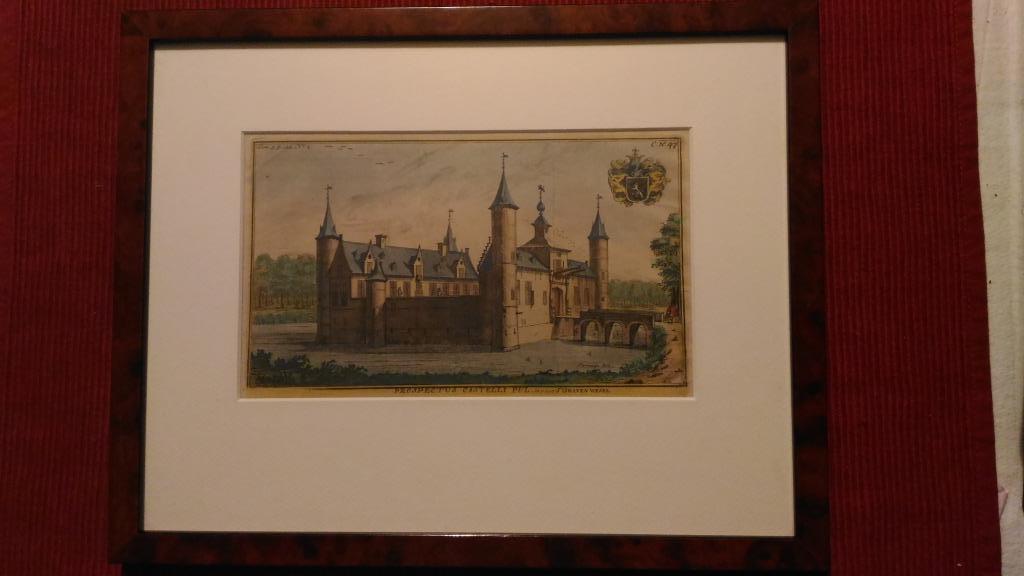 Gravure originale en couleur château de gravenwezel, Enlèvement