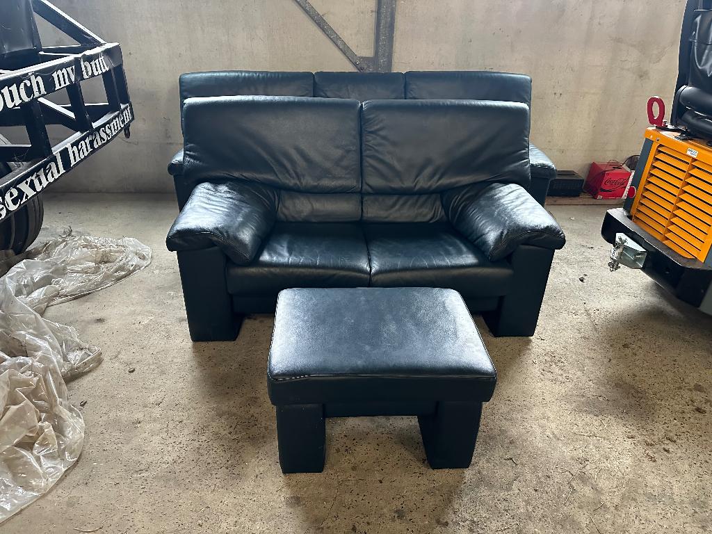 Lederen salon, donker blauw, Banc droit, Comme neuf, Enlèvement, Cuir