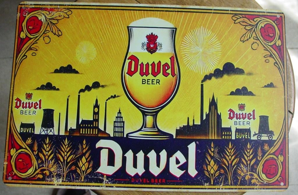 DUVEL REKLAME -METAAL-, Verzamelen, Biermerken, Ophalen of Verzenden, Duvel
