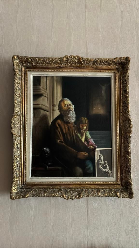 Schilderij blinde bedelaar met meisje, lopie j.l. Dyckmans, Antiek en Kunst, Kunst | Schilderijen | Klassiek, Ophalen