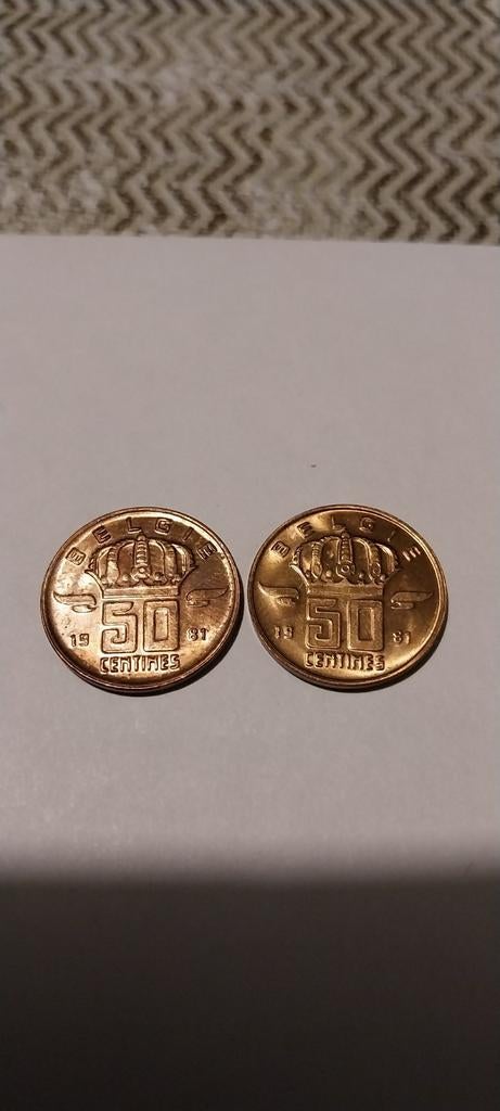 50 cent 1981 vlaams groot en klein hoofd, Postzegels en Munten, Verzenden, Metaal, Setje