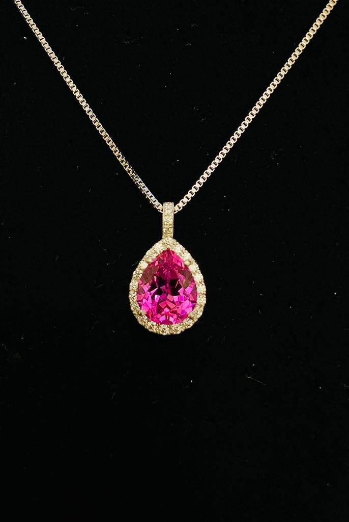 Zilveren hanger + ketting, Bijoux, Sacs & Beauté, Colliers, Neuf, Enlèvement ou Envoi, Avec pierre précieuse, Argent