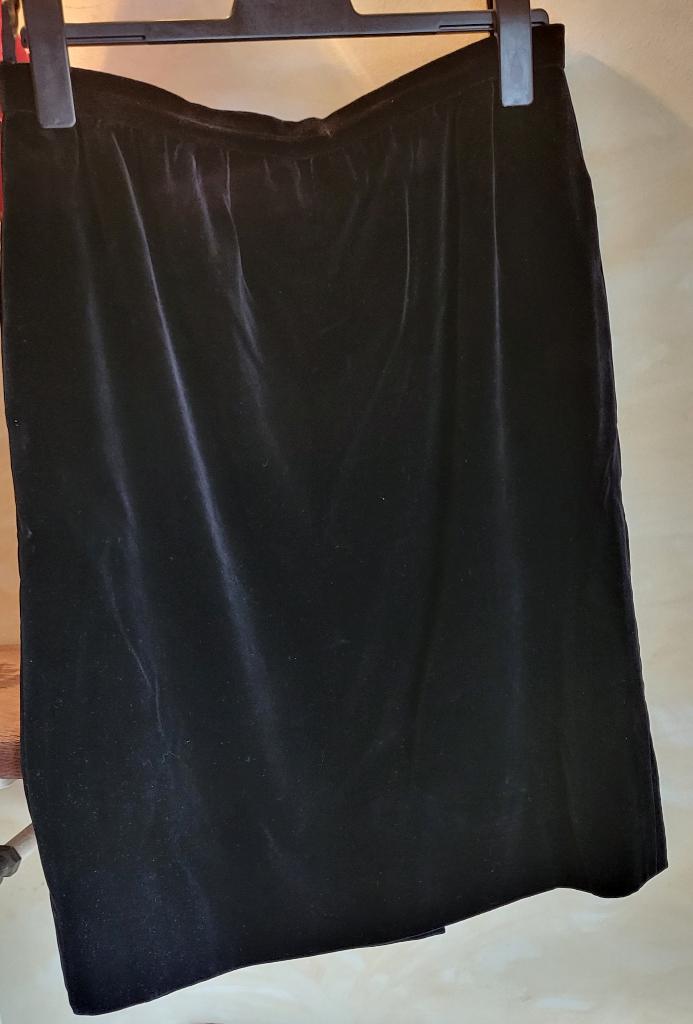 CÉLINE jupe de soirée velour noir droite mi-longue 44/42, Zwart, Céline, Maat 42/44 (L), Ophalen of Verzenden