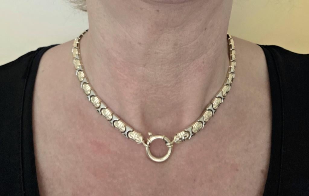 Gouden vintage bi-color schakel ketting/collier. 2026/72., Ophalen of Verzenden, Zo goed als nieuw, Goud, Goud