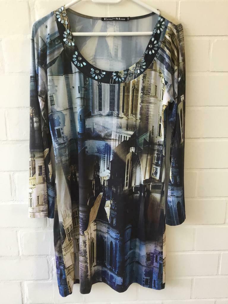 Jurk ETOILE DU MONDE, Kleding | Dames, Blauw, Maat 42/44 (L), Nieuw, Ophalen of Verzenden