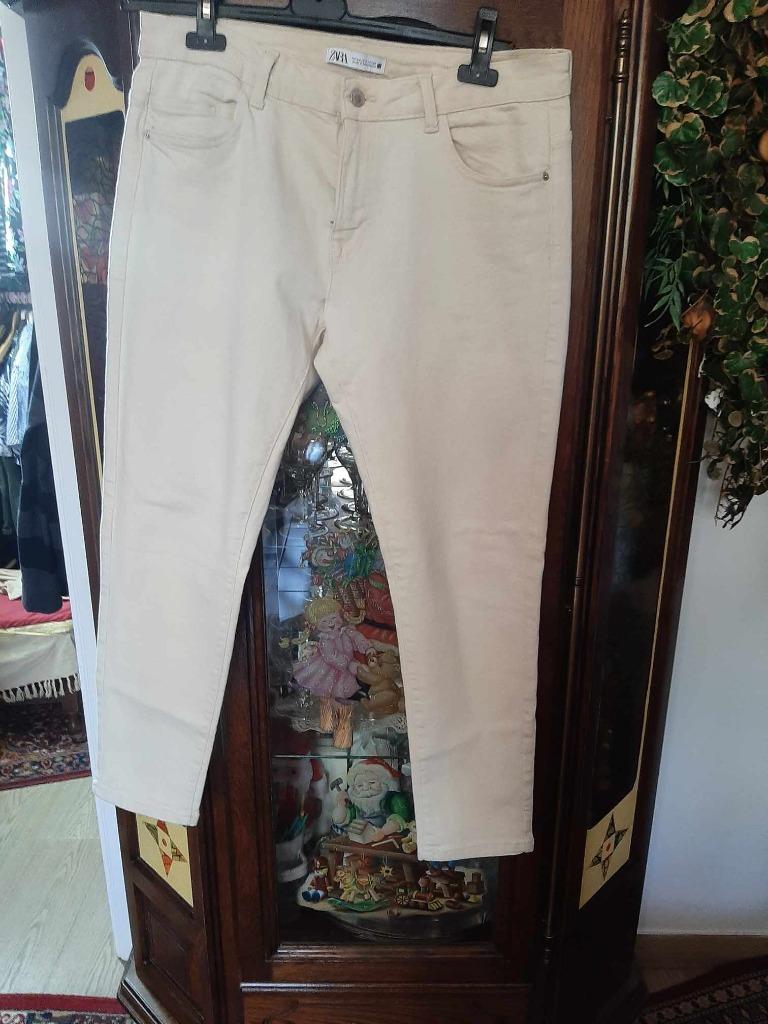 broek gebroken wit jeans dik stof in katoen zara  44, Maat 42/44 (L), Ophalen of Verzenden, Zo goed als nieuw, Lang