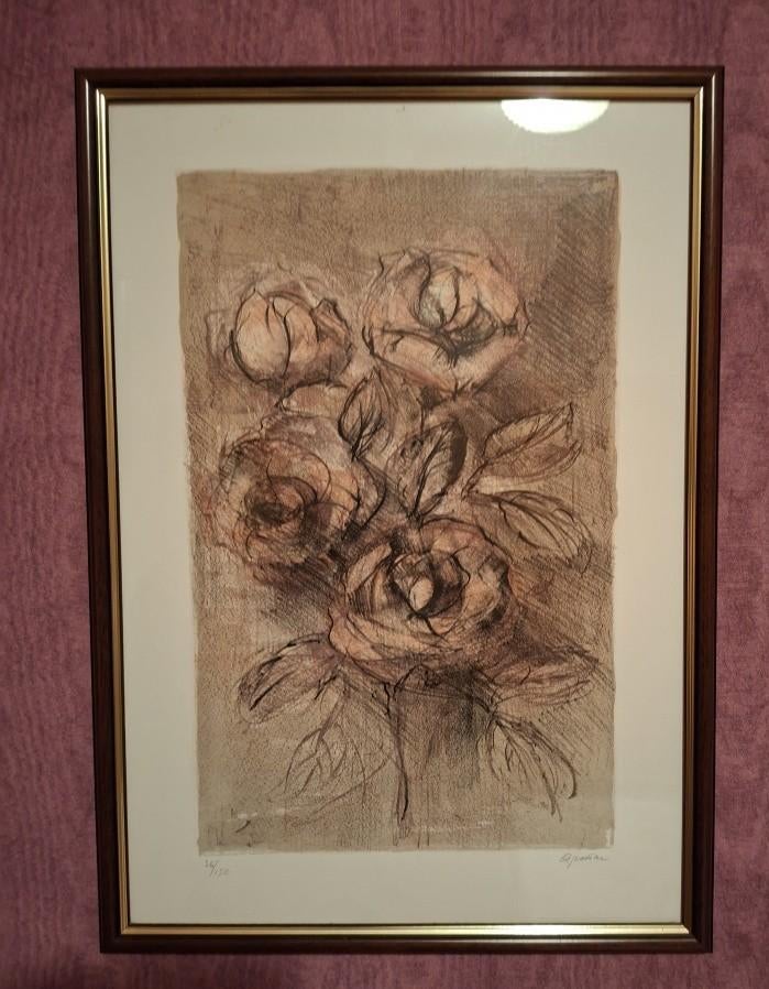 kleuren lithografie "Rose", Antiek en Kunst, Ophalen of Verzenden