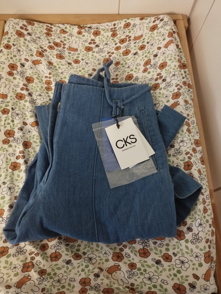 Blauwe jeansbroek straight fit met hoge taille maat 40, Blauw, Nieuw, CKS, Ophalen