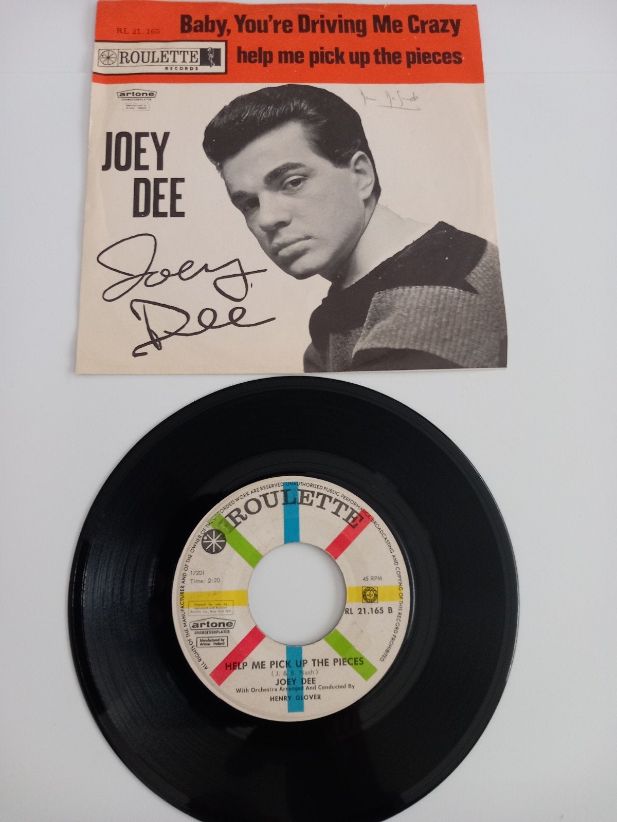 JOEY DEE. HELP ME PICK UP THE PIECES.  60S..  45T, Ophalen of Verzenden