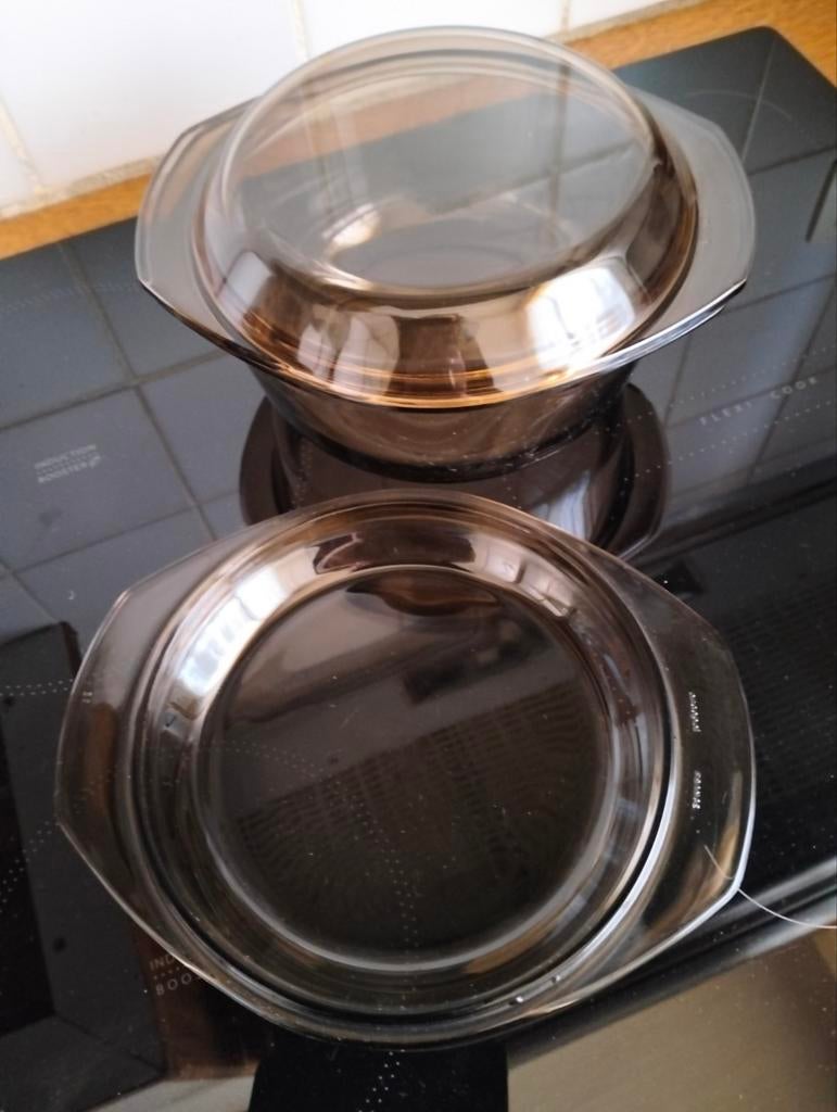 Glazen ovenpot met deksel en extra schaal, Arcopal France, Ophalen