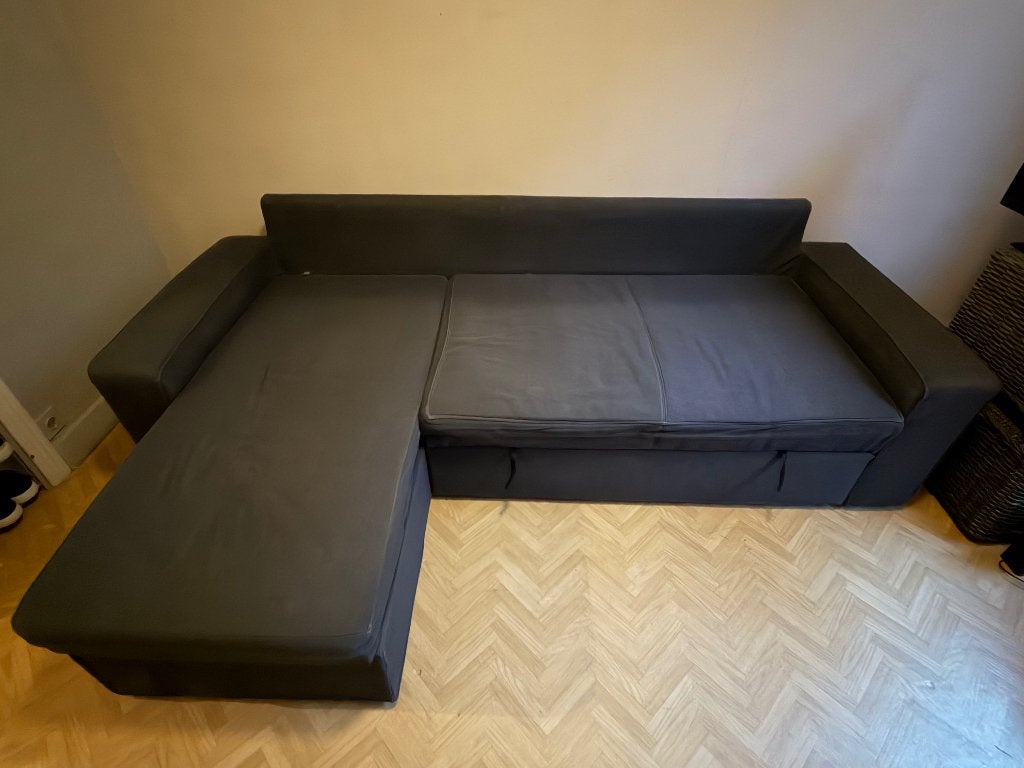 Canapé d’angle convertible gris IKEA – lit 140x200 cm, Maison & Meubles, Trois personnes, Banc d'angle, 200 à 250 cm, 125 à 150 cm