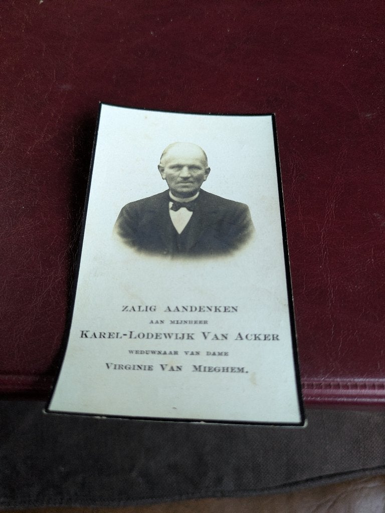 Dp Karl-Lodewijk van Acker, Ophalen of Verzenden, Bidprentje