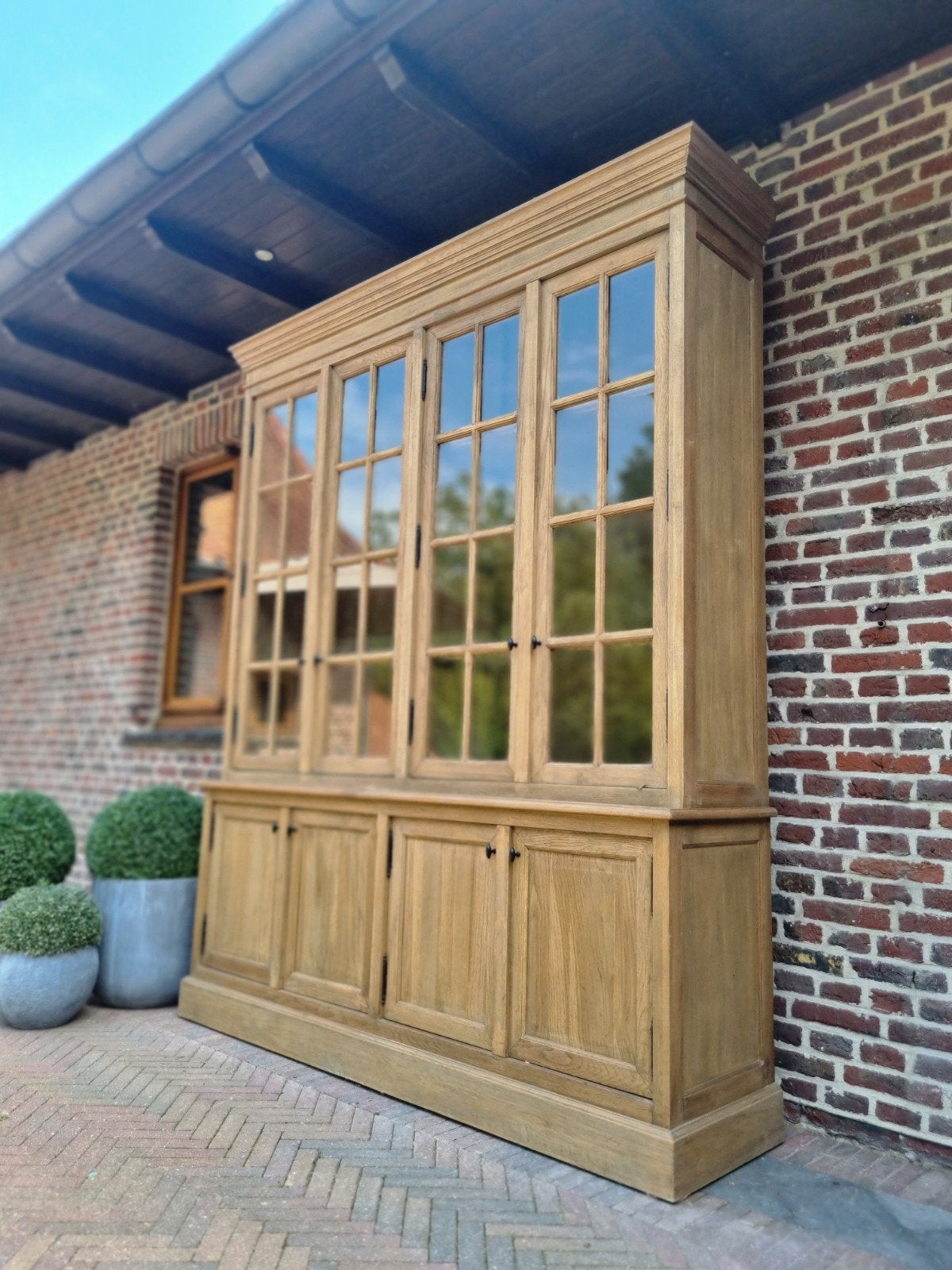 Eiken buffetkast/vitrinekast GRATIS LEVERING, Huis en Inrichting, Kasten | Buffetkasten, Ophalen, ., 150 tot 200 cm, Eikenhout