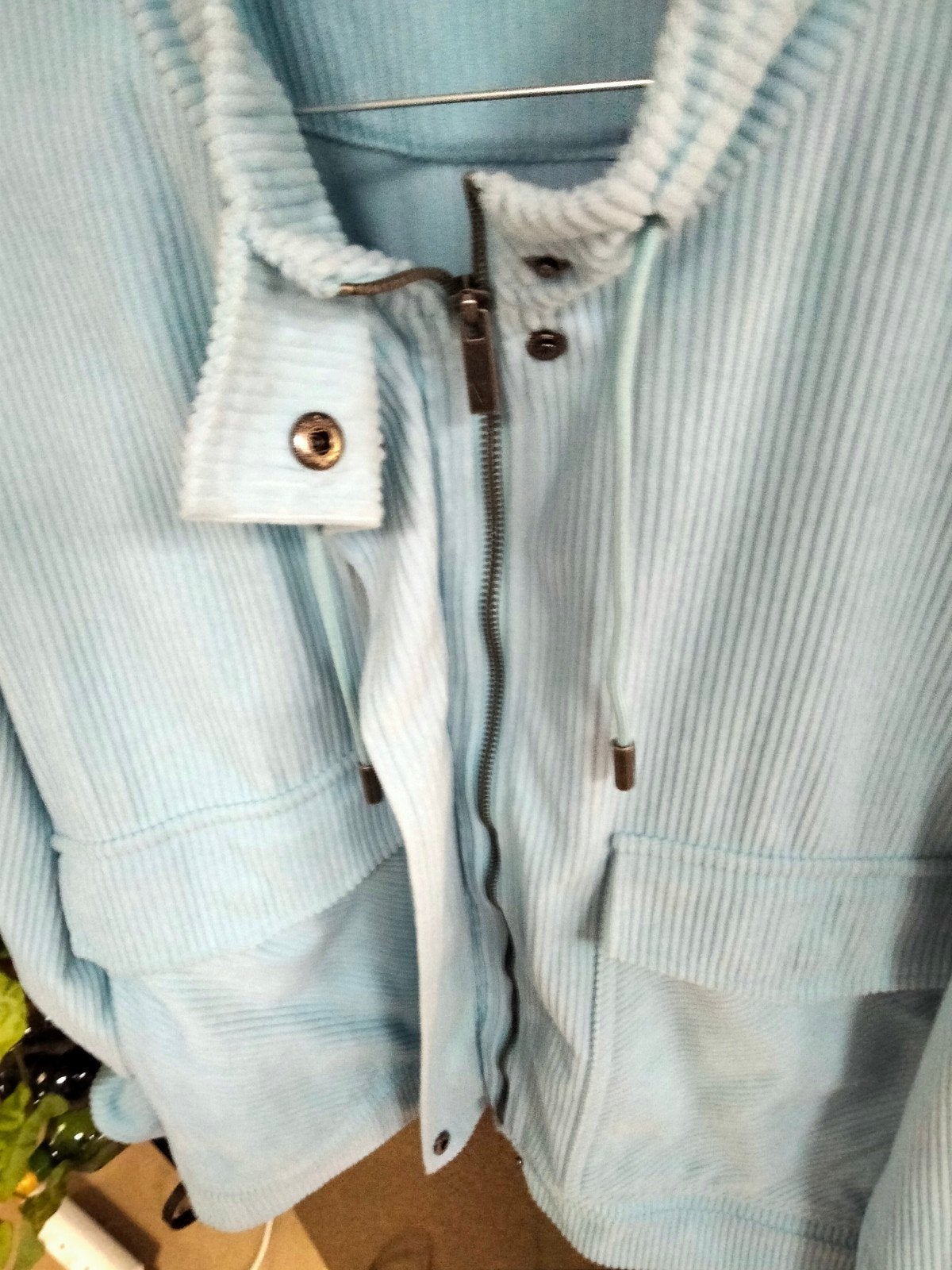 Yesta Lichtblauw Corduroy jasje .Rits en drukknopen.M44.t, Enlèvement ou Envoi, Taille 42/44 (L)