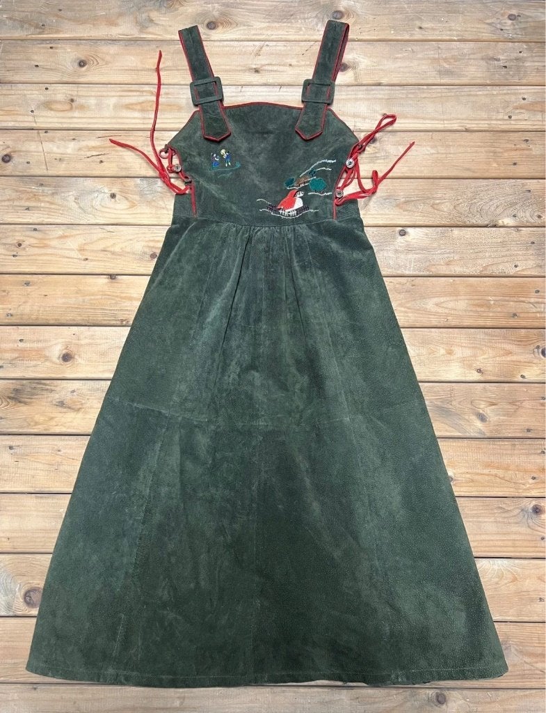 Groene Tiroler lederen jurk maat 36 merk Kuppie, Kleding | Dames, Kuppie, Ophalen of Verzenden, Zo goed als nieuw, Maat 36 (S)