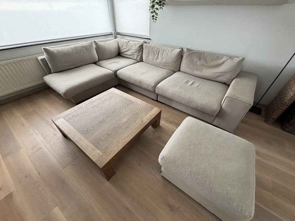 Hoekzetel Passe Partout met Ganzenveren Vulling + Poef, Maison & Meubles, Canapés | Salons, 75 à 100 cm, 250 à 300 cm, Banc d'angle