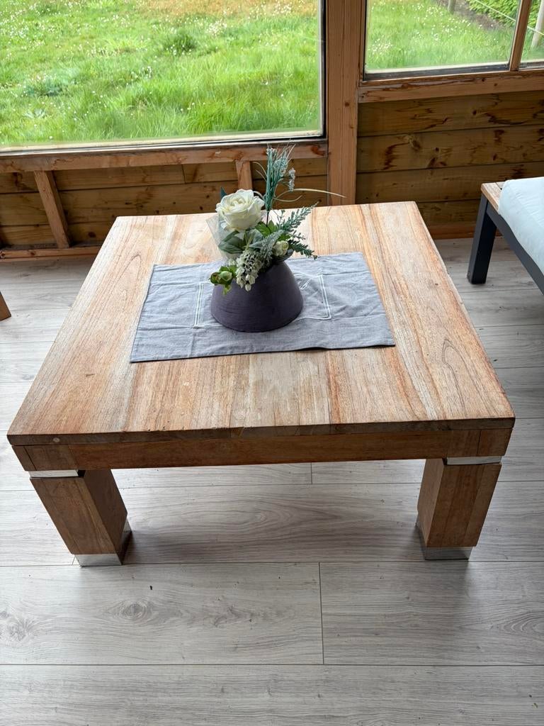 Teak salontafel te koop, Enlèvement, Utilisé