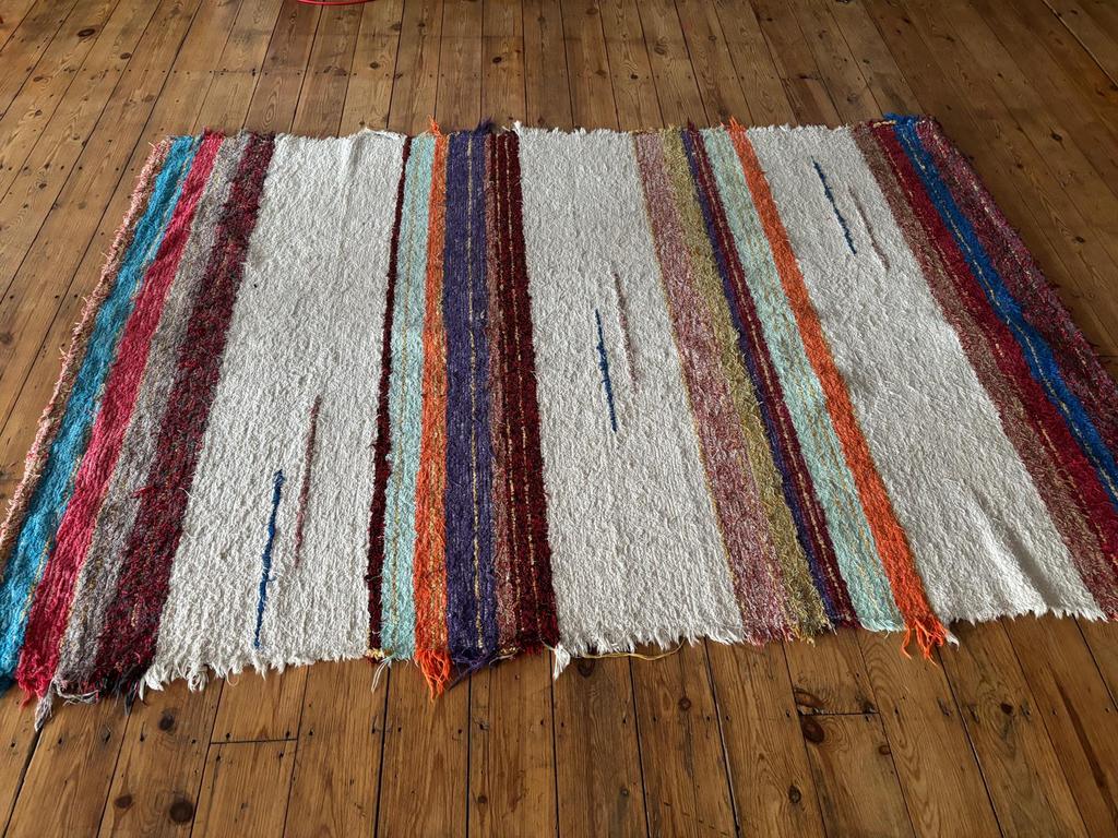 Tapis 140x200 cm coton recyclé, 200 cm ou plus, Contemporain, ethnique, Comme neuf, 100 à 150 cm