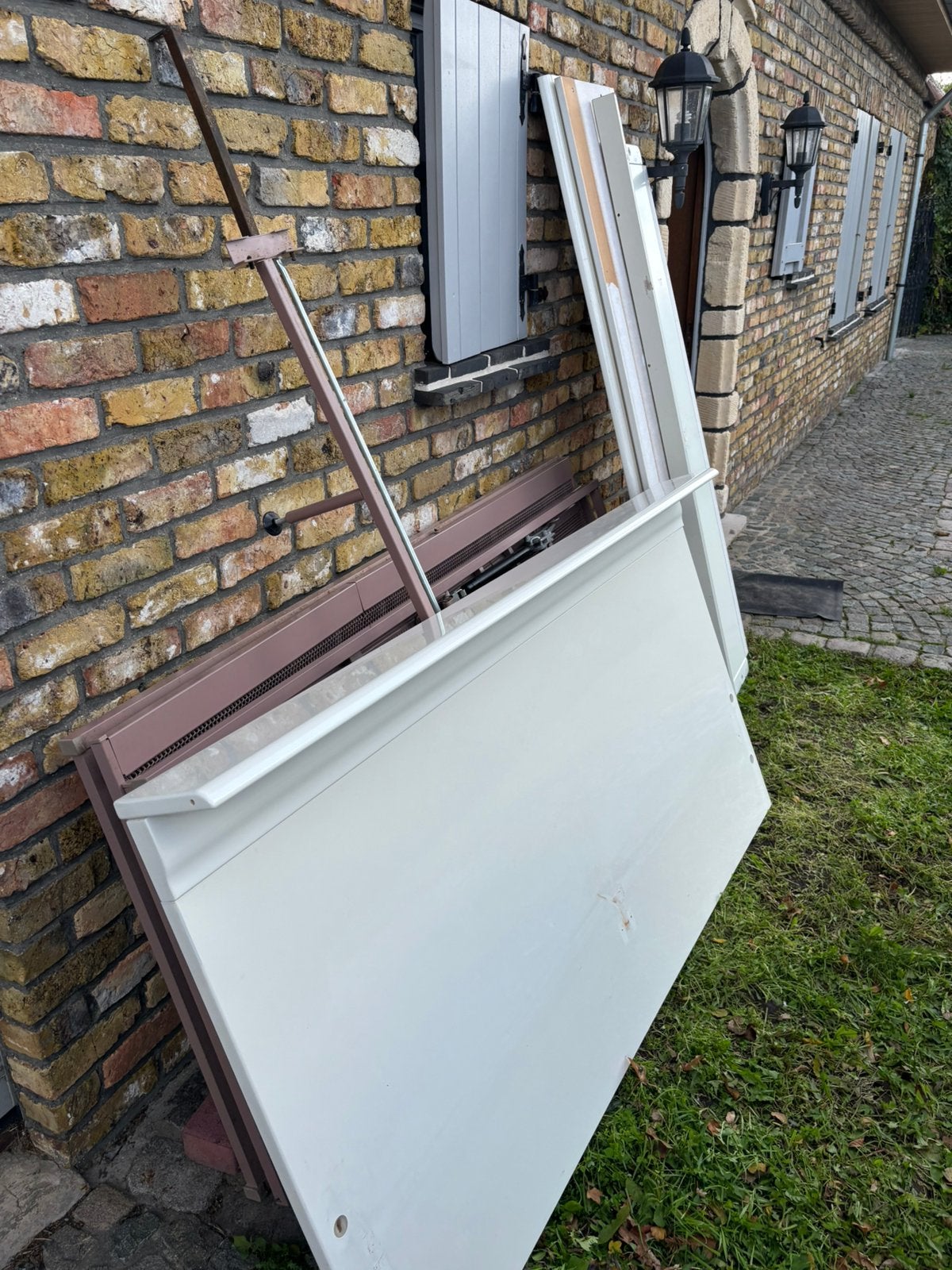 Dubbel bed auping met witte lijst en matras, Ophalen, Zo goed als nieuw, Verstelbaar