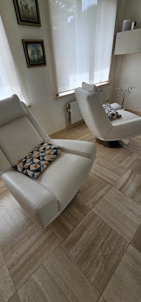 2 fauteuils pivotants cuir crème KLER (Pologne), Enlèvement, Utilisé, Cuir