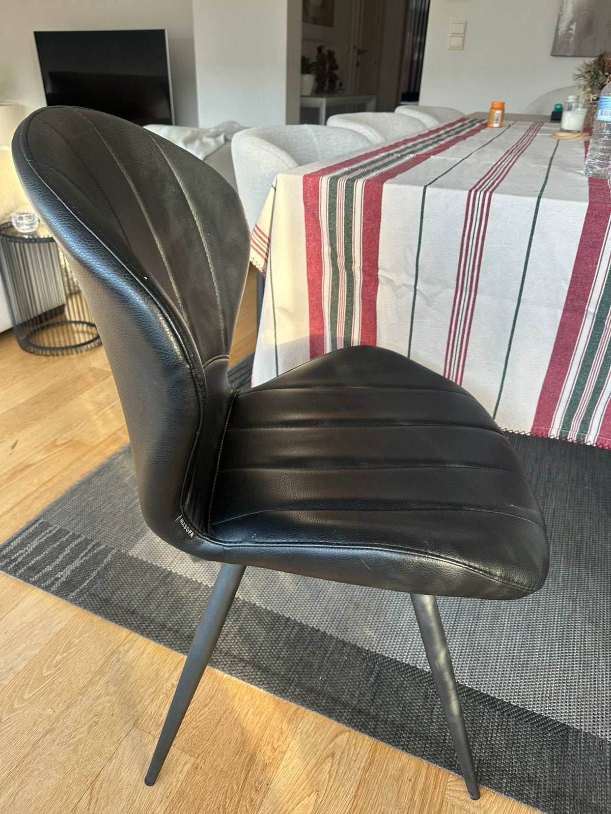 8 zwarte leren stoel, Huis en Inrichting, Stoelen, Gebruikt, Zwart, Leer, Ophalen of Verzenden