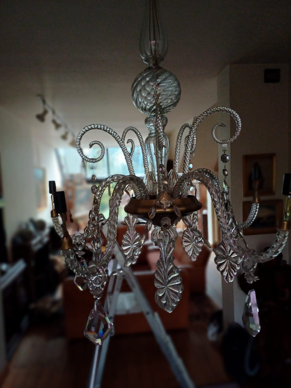 Murano kroonluchter met kristallen en kwastjes, Huis en Inrichting, Ophalen