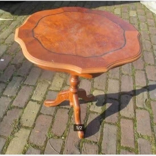 Mooi Sierlijk Retro Houten Tafeltje op 3 poten, Ophalen of Verzenden, Huis en Inrichting