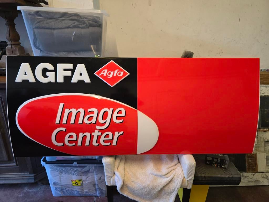 Agfa "Image Center" lichtreclame (160x65cm), Verzamelen, Ophalen, Zo goed als nieuw, Lichtbak of (neon) lamp
