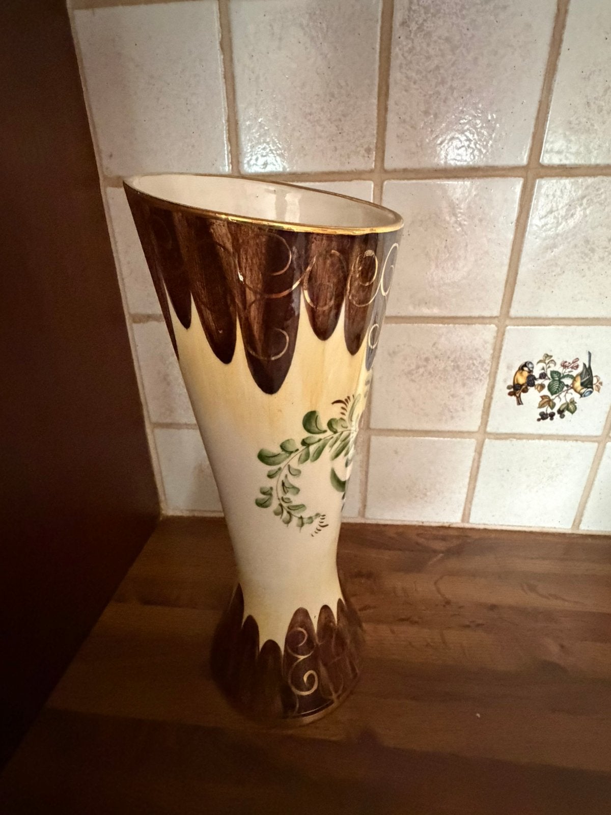 Vintage H. Bequet vaas – Belgisch handbeschilderde keramiek, Antiek en Kunst, Ophalen