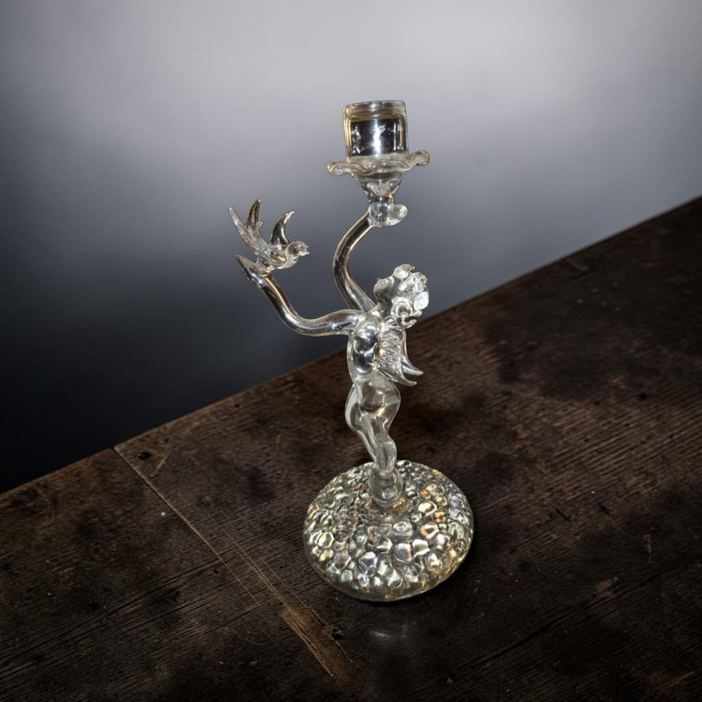 ange avec bougeoir en forme d'oiseau, Enlèvement ou Envoi, Cristal