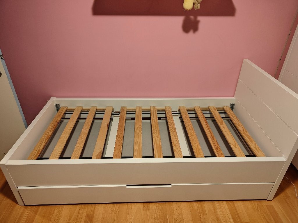 Camille kinderbed met extra uitrolbed, Ophalen, Eenpersoons, Hout, 100 cm