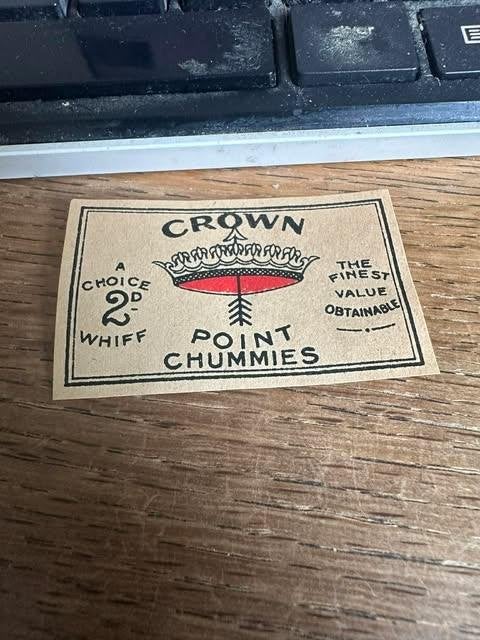 couronne, boîte d'allumettes, étiquette, point, chummies, Boîtes ou marques d'allumettes, Enlèvement ou Envoi, Chummies, Info@chummies.lc
