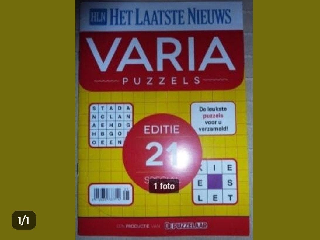 Hln Puzzelboek Varia puzzels

Editie 21 special nieuw

Verze, Ophalen of Verzenden, Nieuw, Puzzelboek