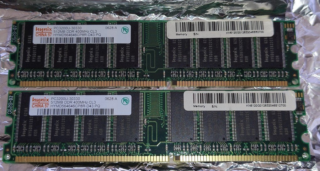 Mémoire PC3200 512MB  DDR 400MHz, Informatique & Logiciels, Mémoire RAM, DDR, 1 GB ou moins, Utilisé, Desktop