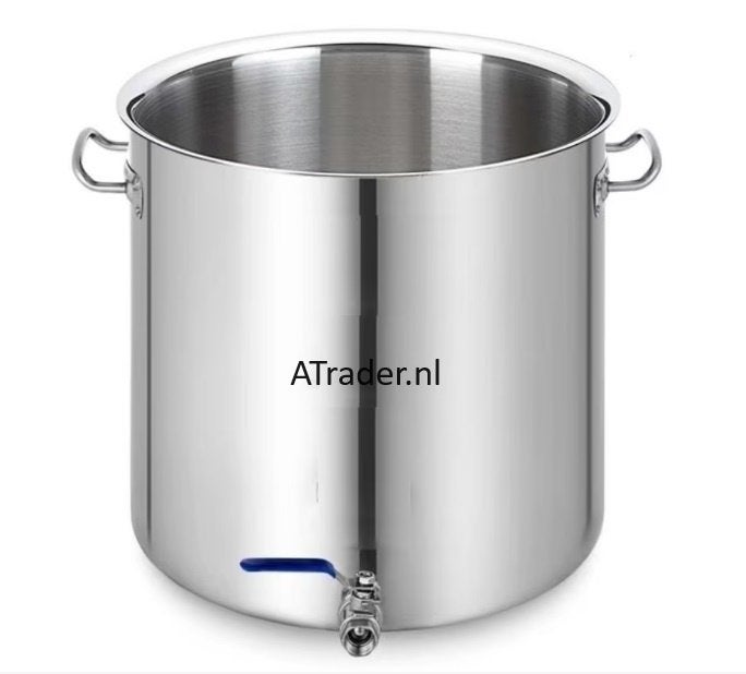 kookpan / Brouw pan met aftapkraan 71 liter, Inox + Deksel, Ophalen of Verzenden, Nieuw, Inox