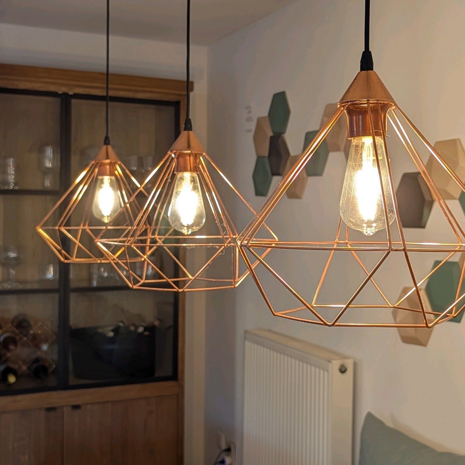 verlichting - hanglamp roze-goud, Huis en Inrichting, Lampen | Hanglampen, Ophalen, Retro - modern