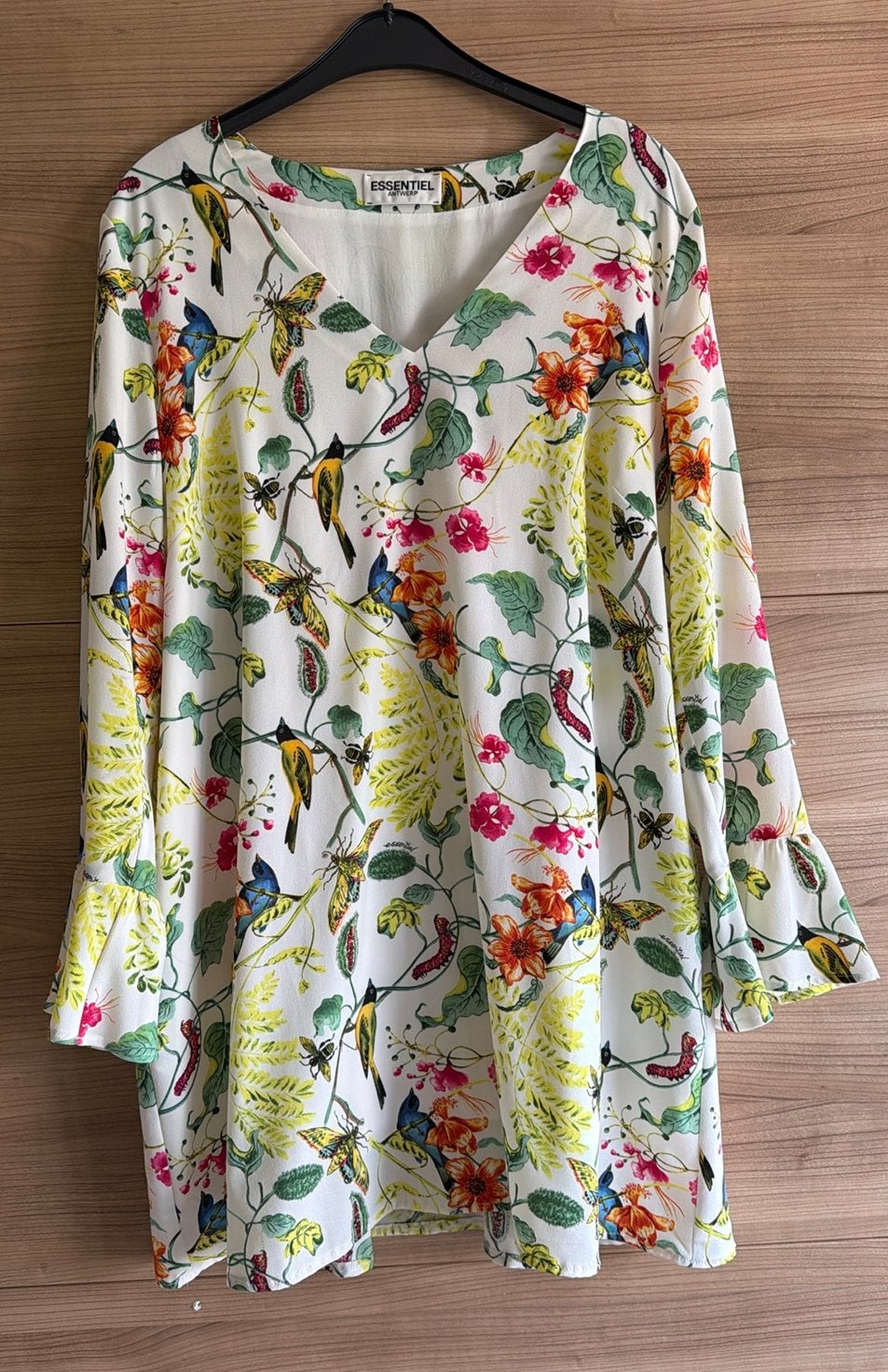Essentiel mooie korte jurk met vogels maat 42, Ophalen of Verzenden, Zo goed als nieuw, Maat 42/44 (L)