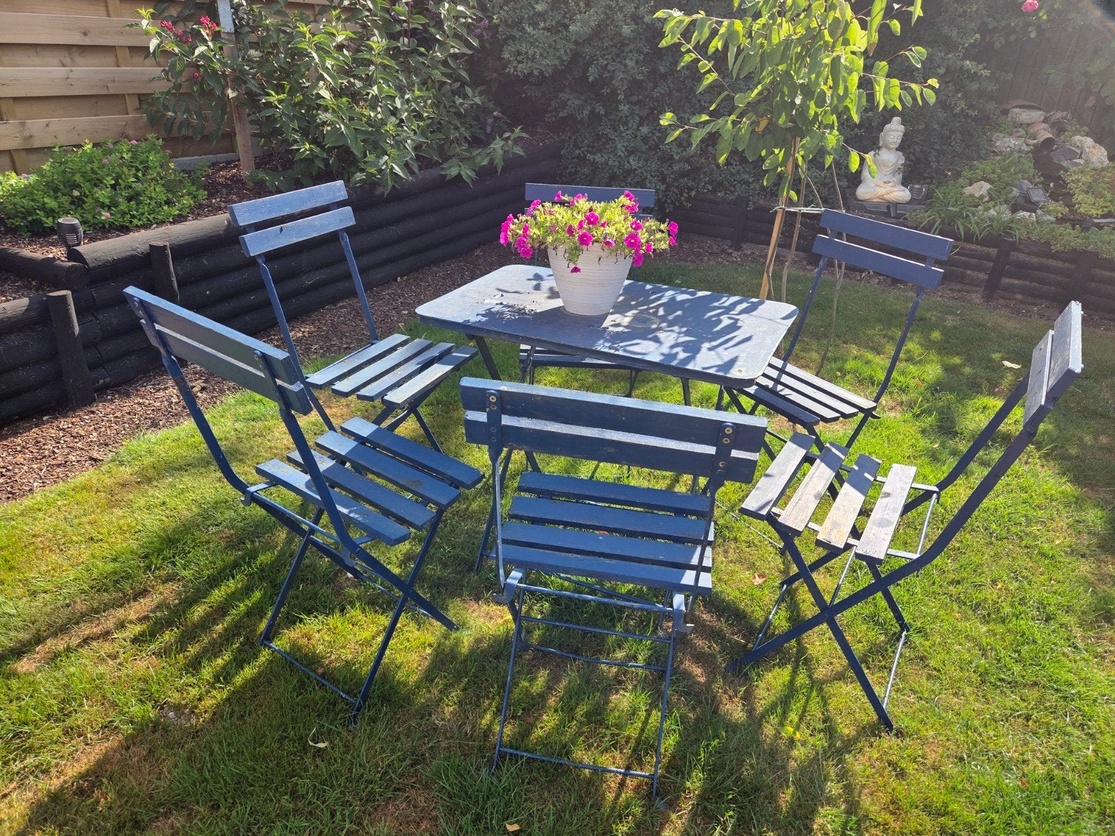 tuinsetje oud, Tuin en Terras, Ophalen, Gebruikt, 6 zitplaatsen, Tuinset