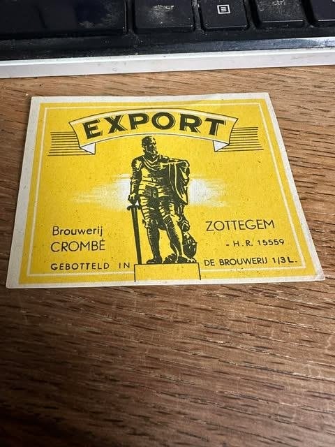 brouwerij Crombé Zottegem etiket label export, Verzamelen, Ophalen of Verzenden, Nieuw, Overige typen, Overige merken