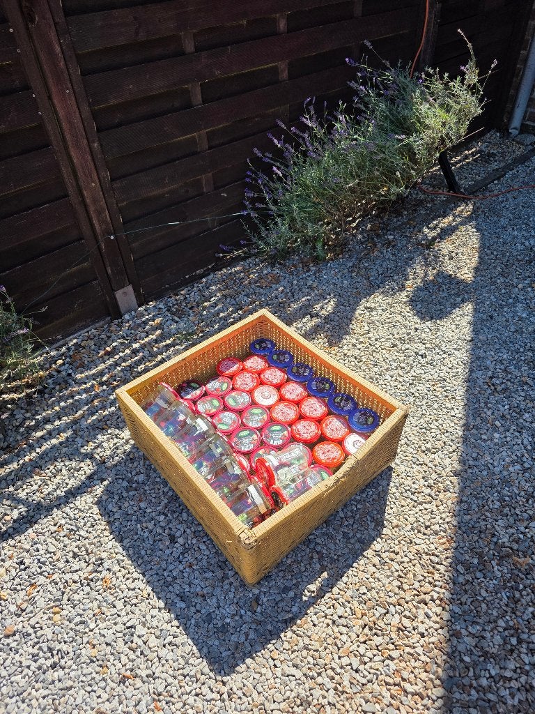 pots de confiture 450gr, Maison & Meubles, Pot de stockage, Enlèvement, Utilisé, Verre