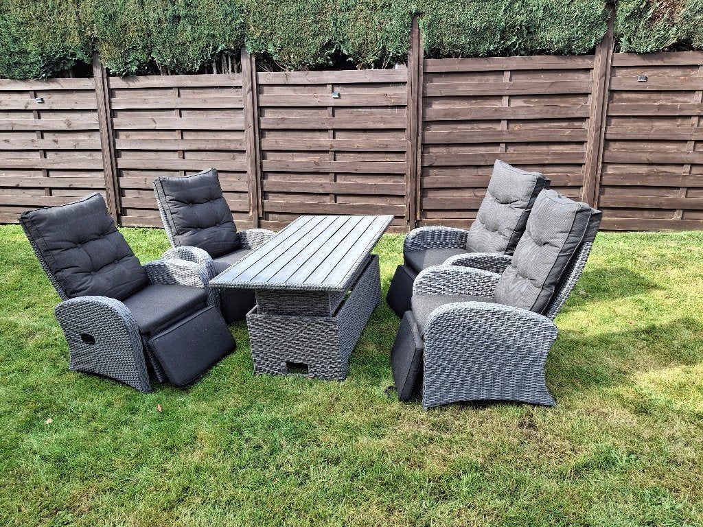 Set de jardin gris avec 4 chaises, Jardin & Terrasse, Chaise, Synthétique, Utilisé, Sets de jardin