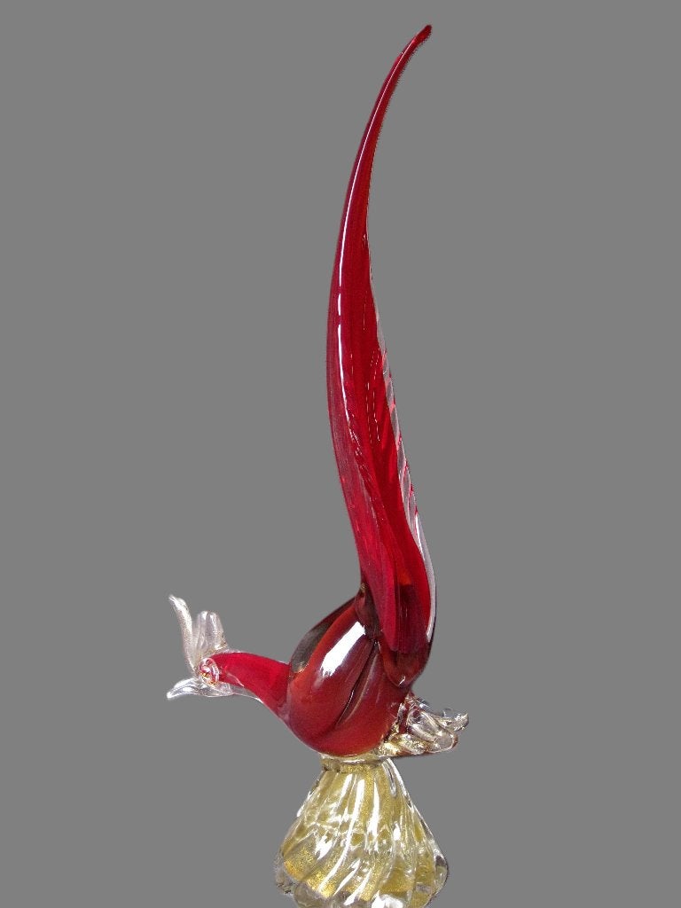 Murano vogel met goudflakes 45cm, Ophalen