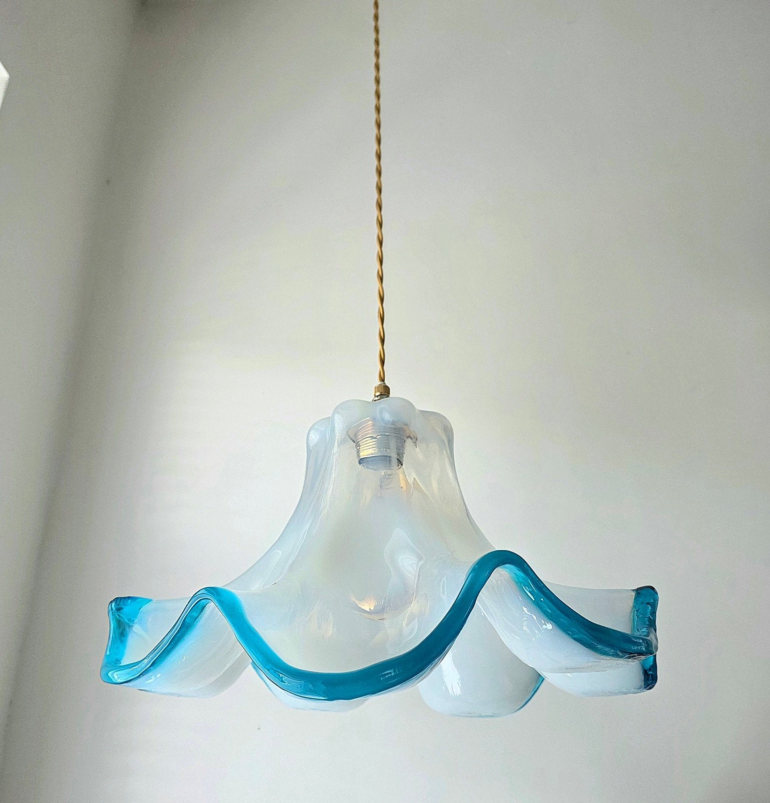Vintage Franse opalineglazen hanglamp., Antiek en Kunst, Ophalen of Verzenden