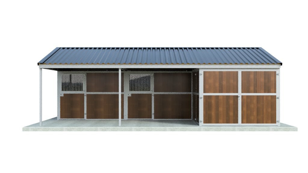 Buitenstal met 2 paardenboxen | Zadeldak, Dieren en Toebehoren, Stalling, 2 of 3 paarden of pony's