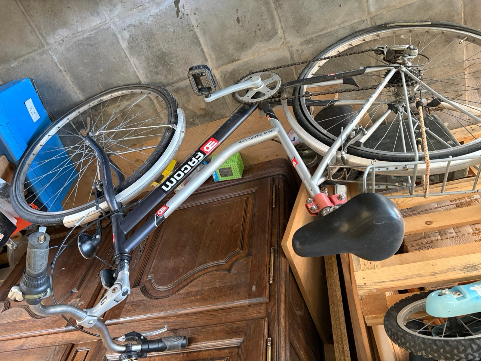 Vélo Facom avec vélo-voiture à vendre ensemble ou séparément, 10 à 15 vitesses, 53 à 56 cm, Enlèvement, Utilisé