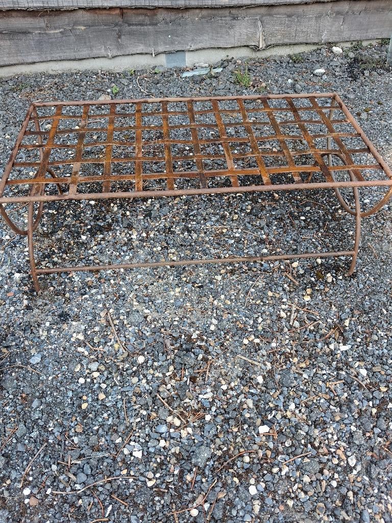 Belle table en fer forgé et verre + fauteuil en fer forgé, Enlèvement, Utilisé, Autres matériaux, Sets de jardin