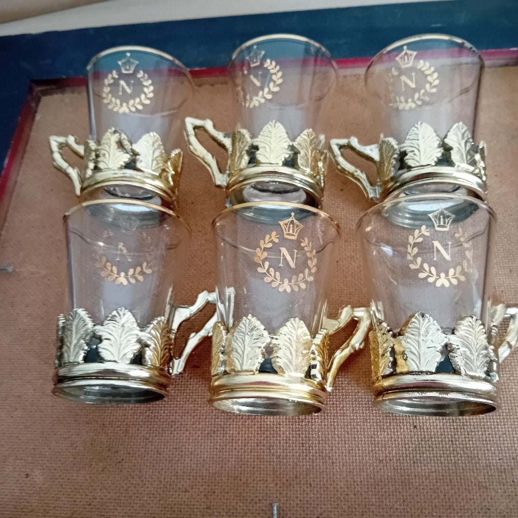 6 verres Napoléon vintage, Collections, Enlèvement, Utilisé, Verres et Verres à shot