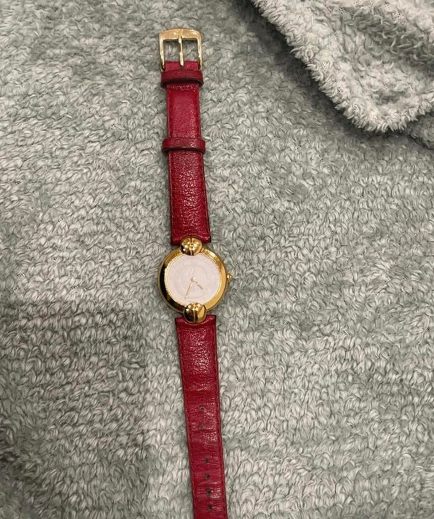 Montre Rodolphe by Longines - Vintage Or & Cuir Rouge, Bijoux, Sacs & Beauté, Enlèvement ou Envoi, Comme neuf, Or, Or