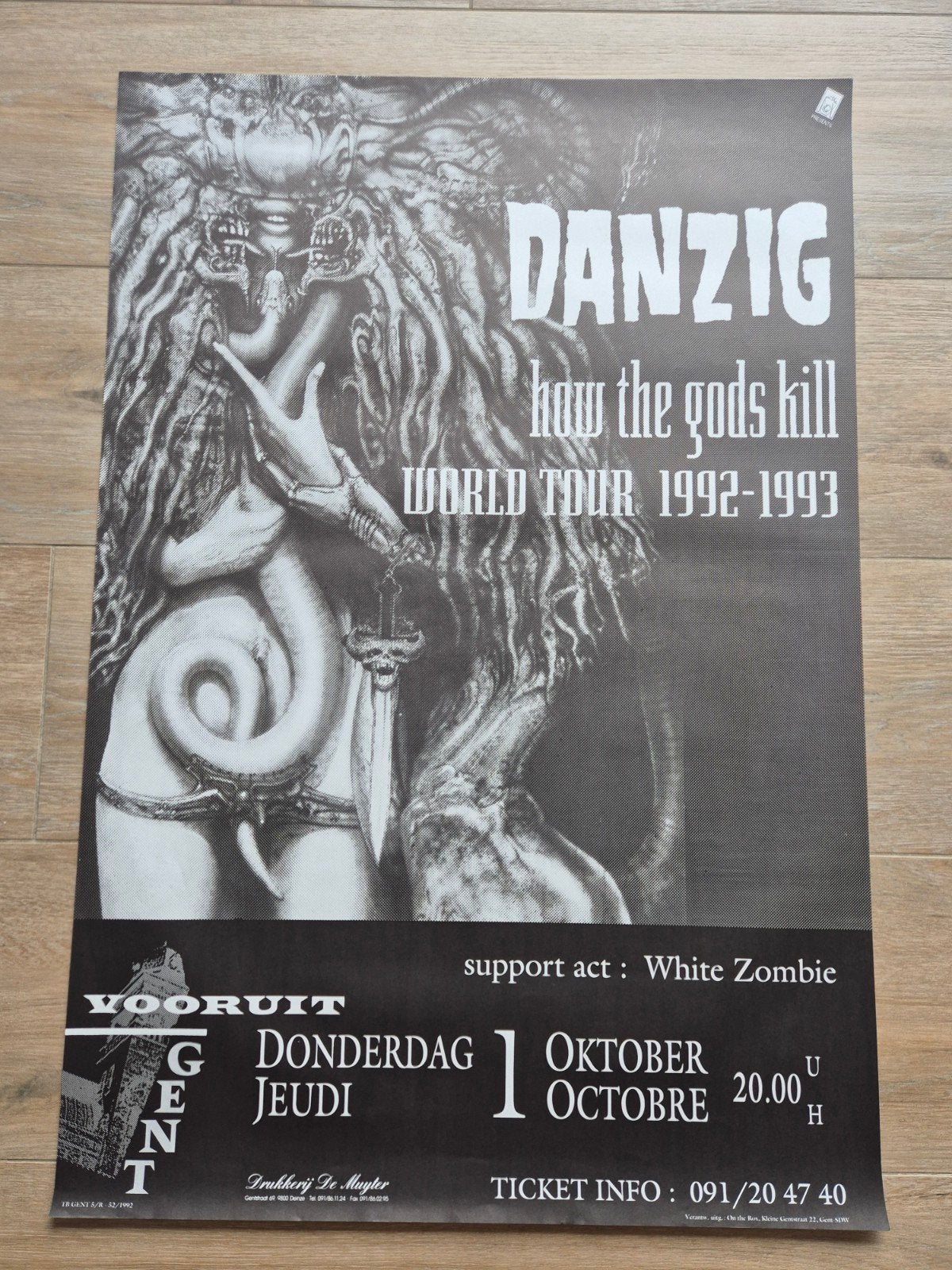 Affiche de concert Danzig 1992-1993, Collections, Enlèvement ou Envoi, Comme neuf, Musique